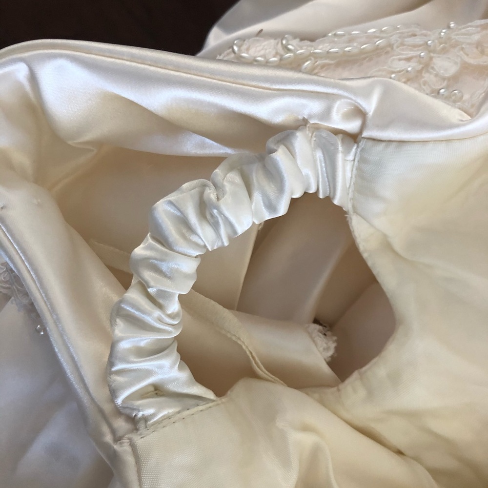 STUNNING EMBELLISHED CUSTOM VINTAGE WEDDING DRESS SET/POUCH/SIZE XS - Picture 15 of 16